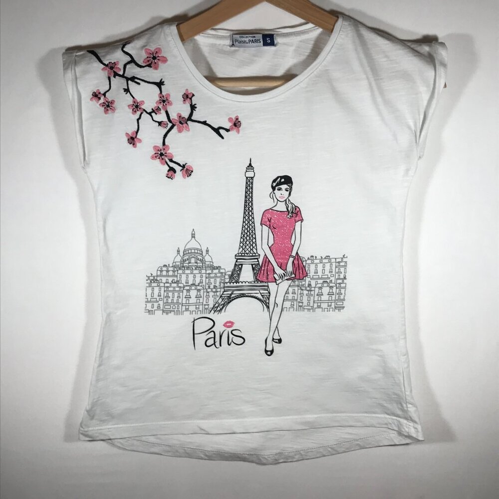 Collection Plaisir de Paris T-Shirt Women's Small White Sleeveless